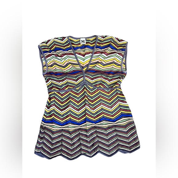 M Missoni v neck knit zig zag top - Picture 1 of 6